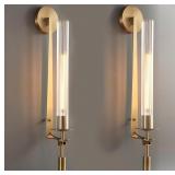 $185 Gold Wall Sconces Set of 2, 28 Inch