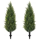 $69 3FT Artificial Cedar Topiary Trees with Ground