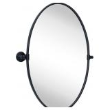 $120 Modern Black Oval Metal Pivot Mirror