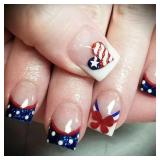 4th of July French Tip Press on Nails Short Square