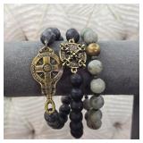 $245 French Kande Matte Black & Grey Labradorite