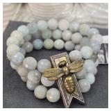 $280 French Kande Aquamarine Bee Wrap Bracelet