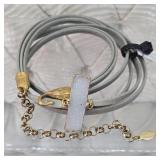$250 Mickey Lynn Gray Leather Wrap Druzy