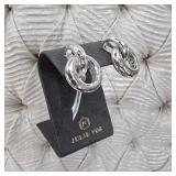 $175 Julie Vos Cannes Doorknocker Earrings Silver