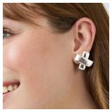 $155 Julie Vos Catalina X Clip Earring Silver