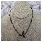 $198 French Kande Pyrite Bee Necklace Brass Clad