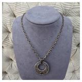 $295 Designer Crystal Circle Filigree Pendant