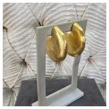 $130 Julie Vos Large Hammered Gold Hoop Earrings