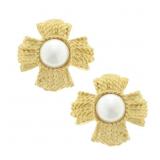 $65 Susan Shaw Braided Cross Pearl Studs