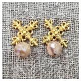 $145 French Kande Gold Fleur-de-Lis Dangle