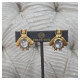 $165 Julie Vos Bee Stud Earrings Gold Iridescent
