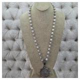 $319 French Kande Matte Lily Agate Necklace