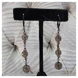 $65 Smoky Faceted Crystal Bead Dangle Leverback