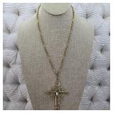 $225 Virgins Saints & Angels Gold Crystal Cross
