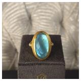 $185 Julie Vos Turquoise Blue Gold Ring