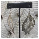 $60 Artisan Hammered Silver Tone Abstract Leaf