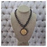 $282 Graphite Lourdes Chain with Canard Medallion