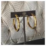 $125 Noel Stone Hoop Diamond Cut Gold Hoops