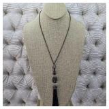 $49 Black Crystal Pavï¿½ Tassel Statement Necklace