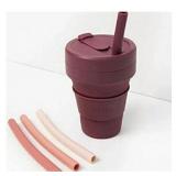 Collapsible Cup with 4 Reusable Straws