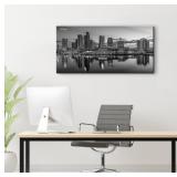 Tampa Skyline Wall Art Black and White City Canvas