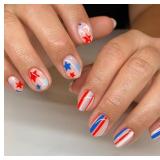 Independence Day Press On Nails Short Square Fake