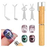 Heart Shaped Cat Eye Nail Magnet, Three In One Woo