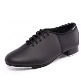Size 6 PU Leather Tap Shoes with Laces, Unisex Dan
