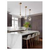 $76  Modern Brass Glass Kitchen Pendant Light