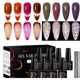 8pcs Nail Polish Set, Soak off UV LED