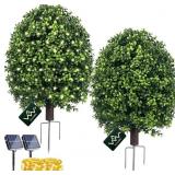 Boxwood Topiary Outdoor Set of 2, 27' UV-Resistant