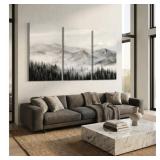 $160 Extra Large Black and White Foggy Forest Wall