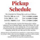 Pickup Schedule Info- Please Read