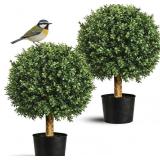 $110 Artificial Boxwood Topiary Tree, 24' Faux Out