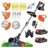21V Cordless Weed Wacker for Thick Weeds, Lawn & Y