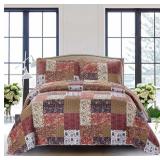 Red Riches 2-Piece Quilt Set - Twin Size with 1 Sh