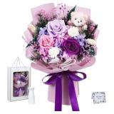 Preserved Flowers Bouquet with Bear, Handmade Mixe