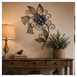 Blue Floral Metal Scrollwork Wall D cor