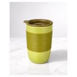 Modern Ceramic Travel Mug with Lid & Ribbed Grip