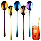 Dinner Spoons Set,Rainbow Teaspoons 8.2Inch, Stain