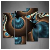 Abstract Blue Brown Like Several Holes Wall Art Pa