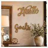 Gold 'Hustle' & 'Goals' Script Wall Decor Set