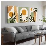 $80 Boho Sun 36'x24' Canvas Wall Art Set of 3, Neu