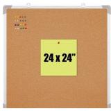 Cork Board 24x24 in, Framed Wall Hanging Bulletin