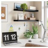 Black Floating Shelves for Wall, 22' Long W