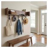 $100 42' Entryway Wall Shelf Coat Rack 5 Hooks
