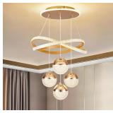$130 Modern Gold LED Chandeliers, 3-Color Dimmable