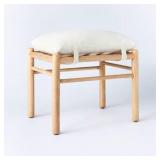 $100 Emery Wood and Upholstered Ottoman with Strap