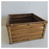 Rustic Square Bamboo Slat Storage Crate
