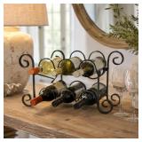 Wrought Iron Scrollwork Tabletop 6-Bottle Wine